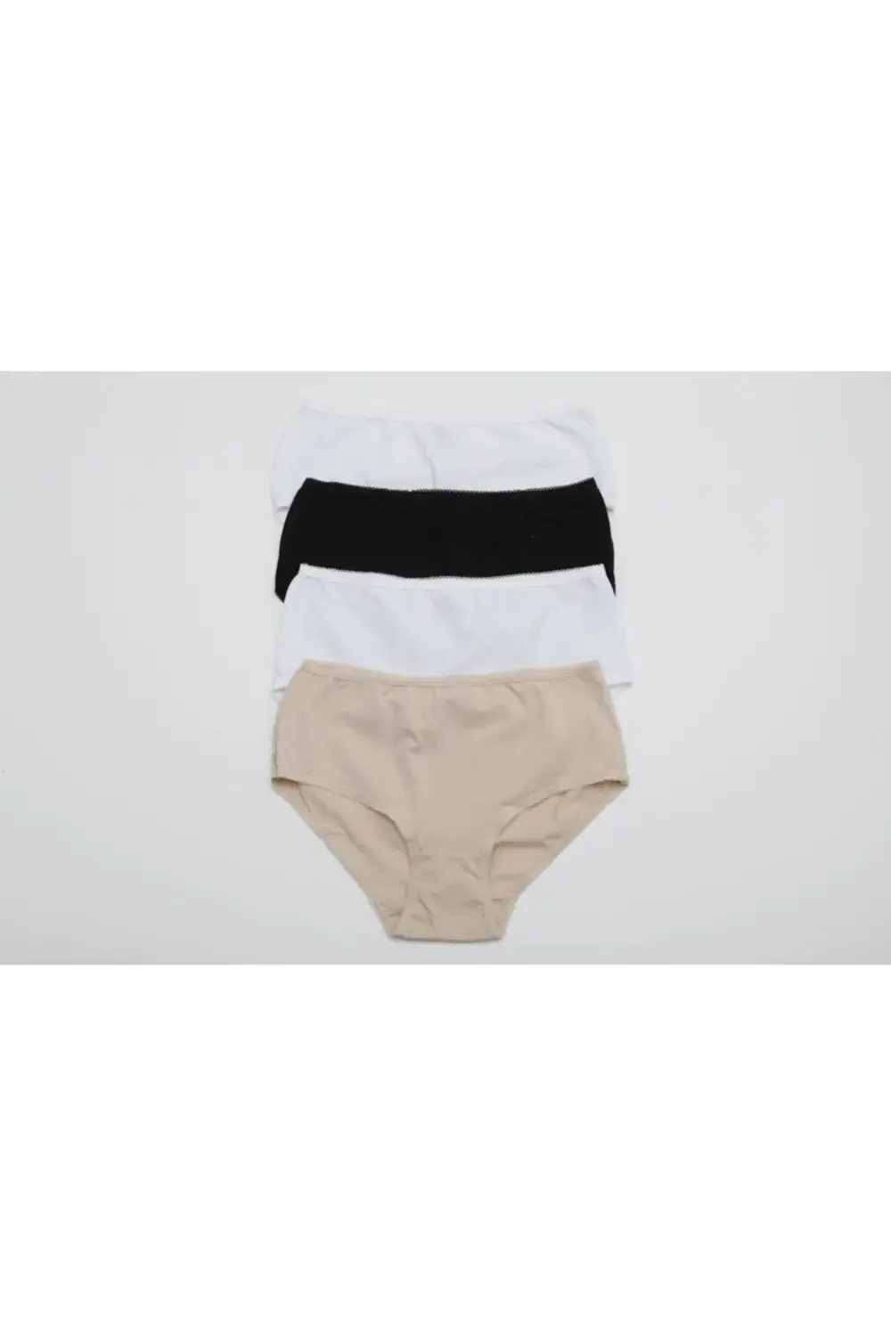 Kadın Bej Pamuklu Yüksek Bel Midi Külot 4 lü