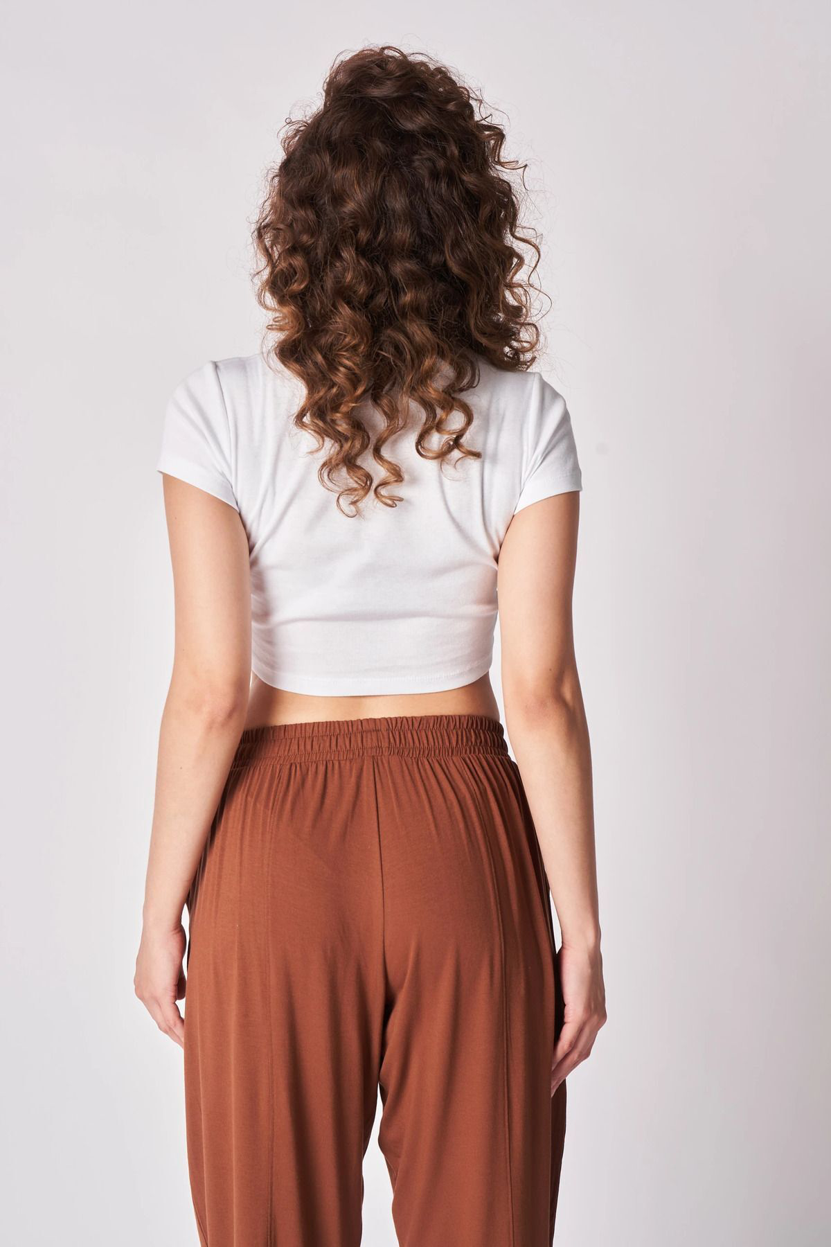 Defys Kadın Beli Lastikli Regular Fit Dikiş Detaylı Şalvar Pantolon Kah