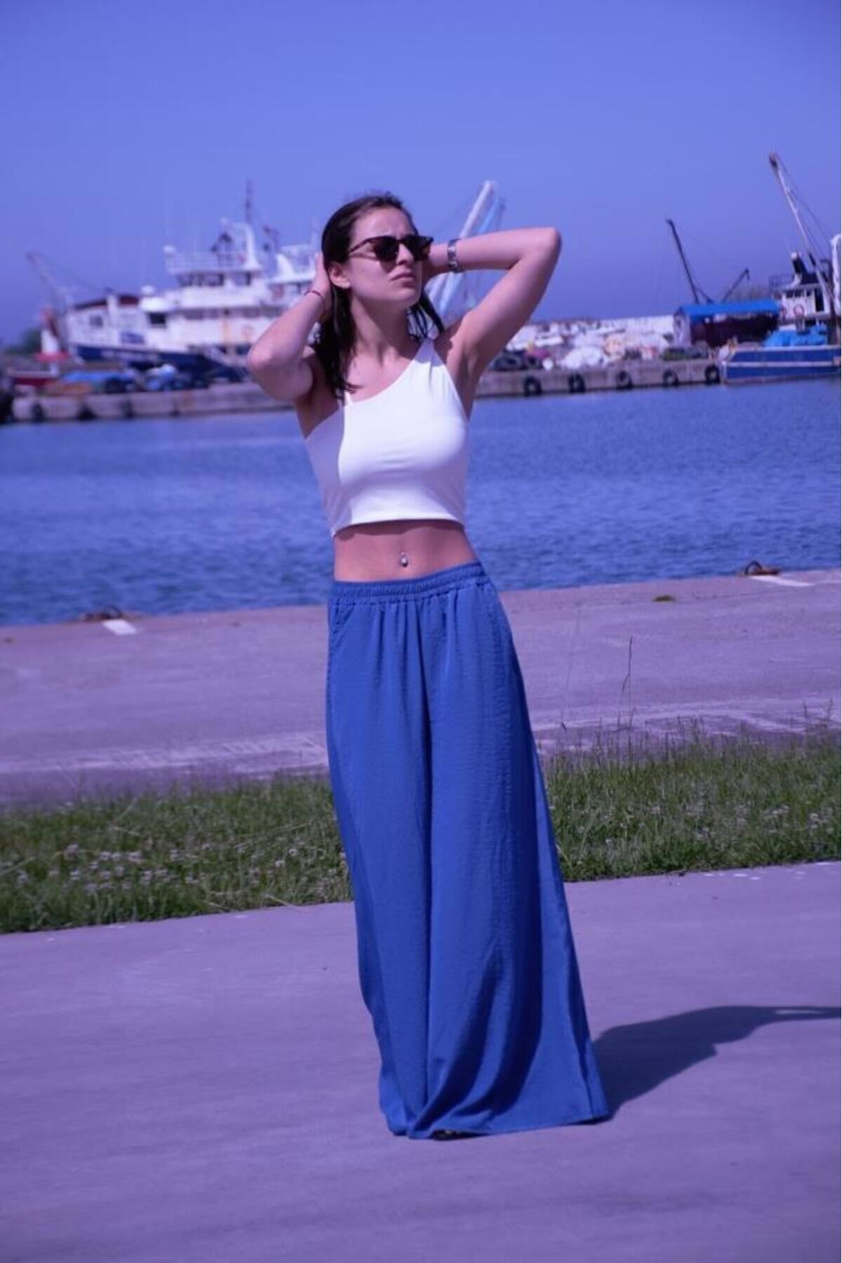 Pasaklı Giyim Kadın Beli Lastikli Cepli Bol Paça Salaş Oversize Yumuşak Dokulu