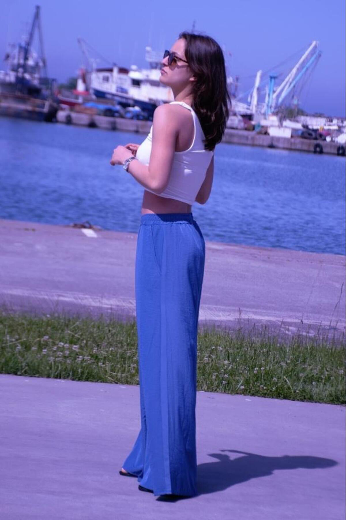 Pasaklı Giyim Kadın Beli Lastikli Cepli Bol Paça Salaş Oversize Yumuşak Dokulu