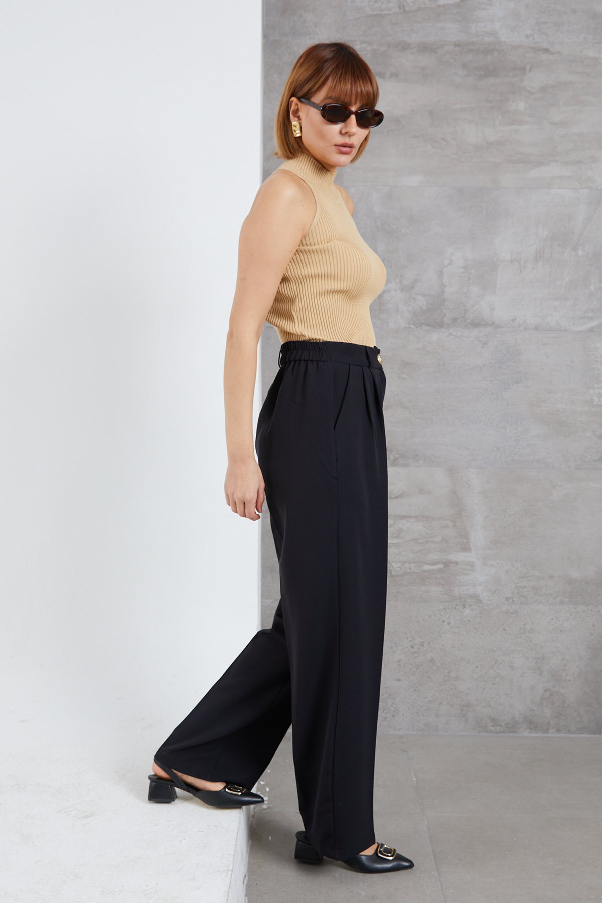 Kadın Beli Lastikli Pzzo Pantolon