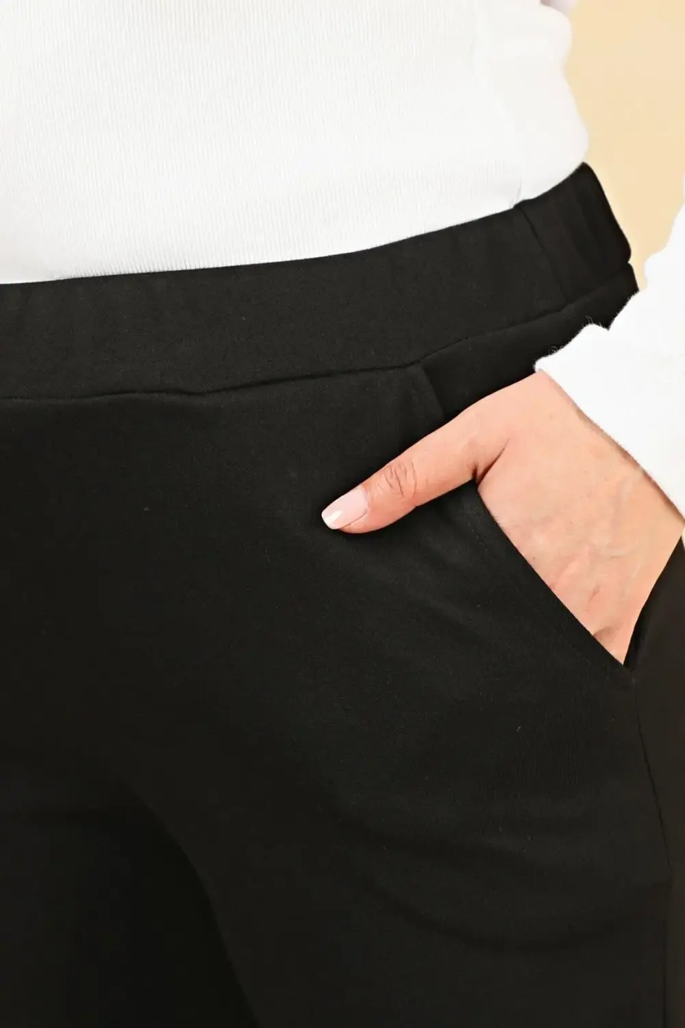 Kadin Beli Lastikli Buyuk Beden Likralı Bol Paça Penye Pantolon