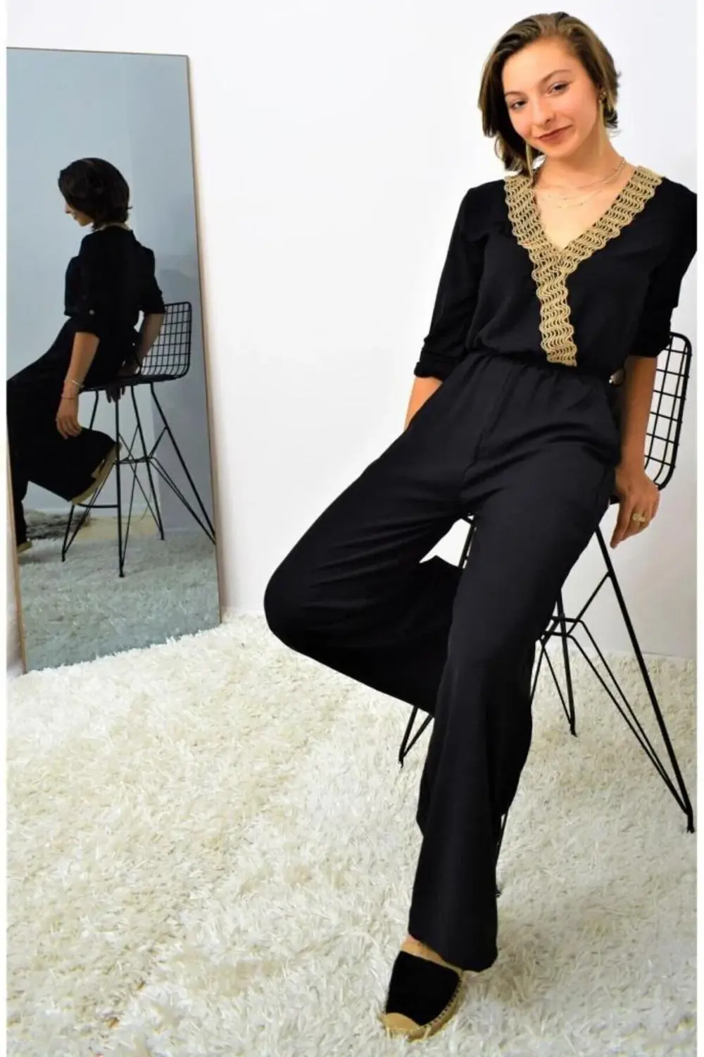 Kadın Beli Lastikli Kemerli Cepli Rahat Kolu Katlanabilir Kruvaze