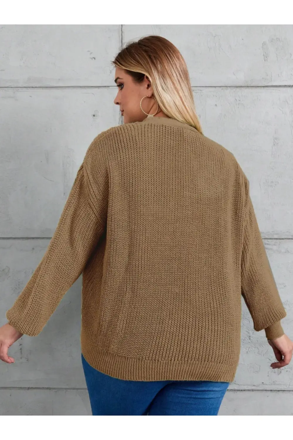 Kadın Beş Düğme Büyük Beden Triko Hırka