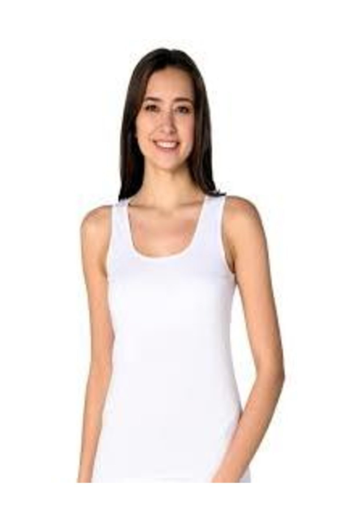 Kadın Beyaz 6'lı Paket %100 Pamuk Ribana Atlet