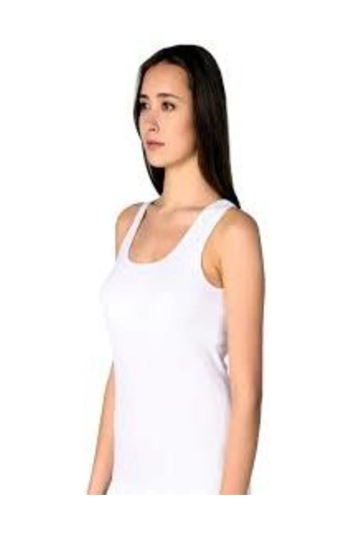Kadın Beyaz 6'lı Paket %100 Pamuk Ribana Atlet