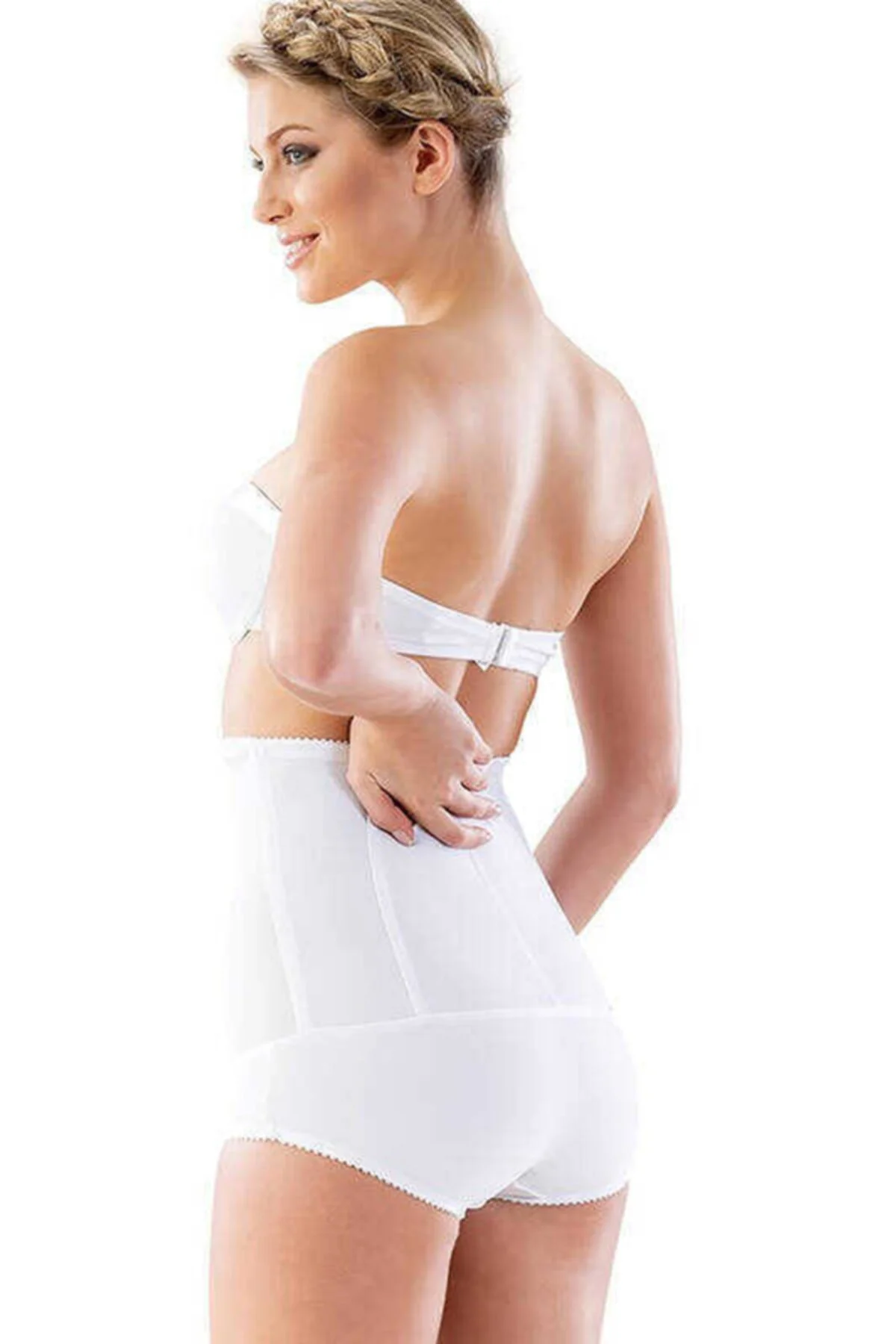 Kadın Beyaz Balenli Mideli Slip Lazer Korse 2824