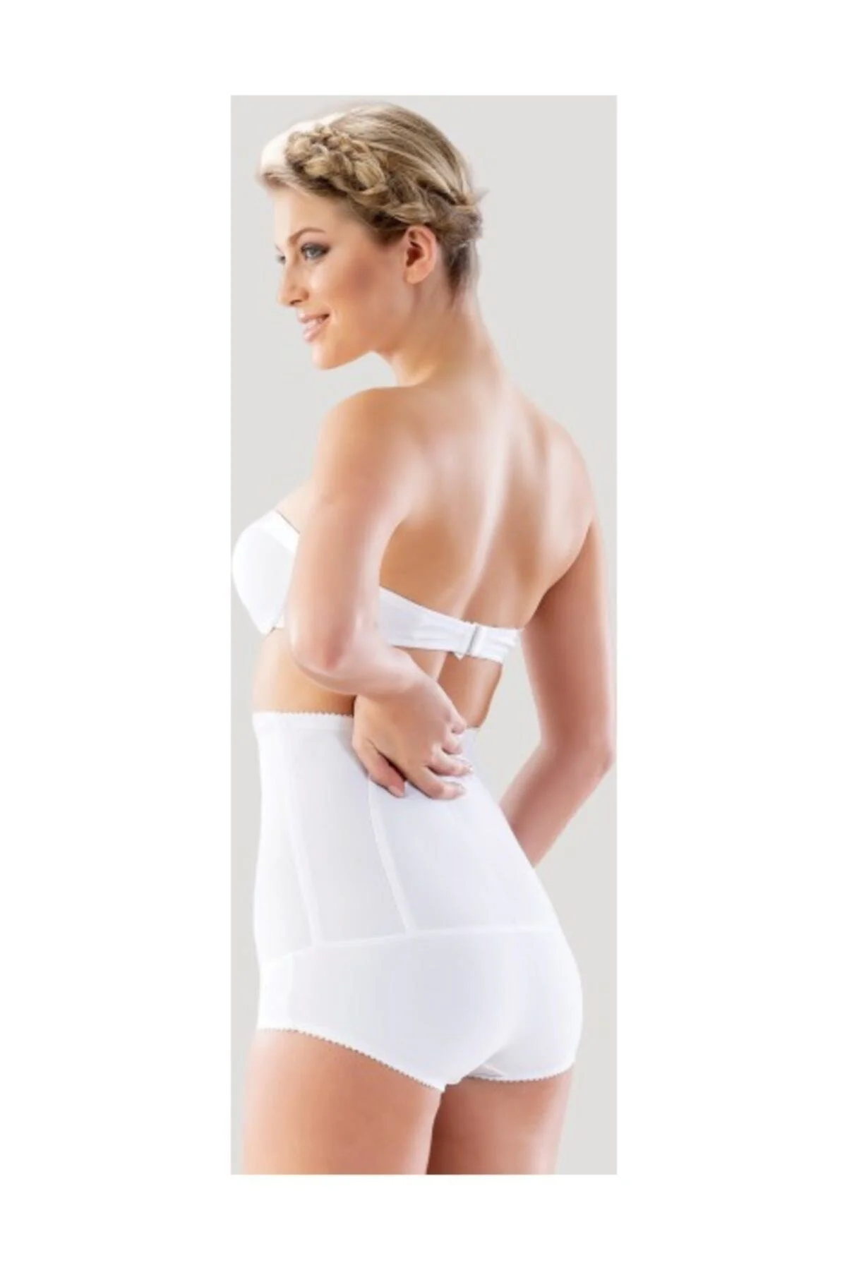Kadın Beyaz Balenli Mideli Lazer Kesim Slip Korse  2824