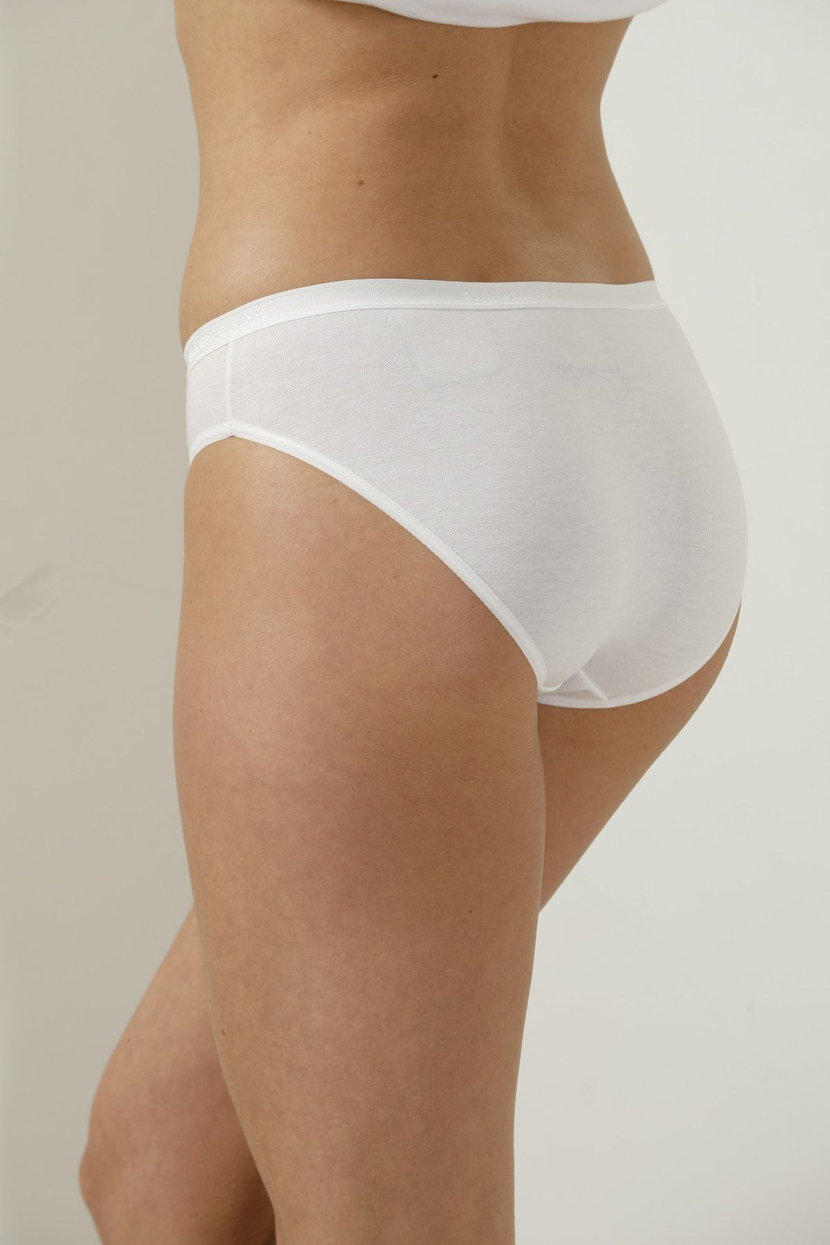 Kadın Beyaz Bambu Bikini Külot 4'Lü