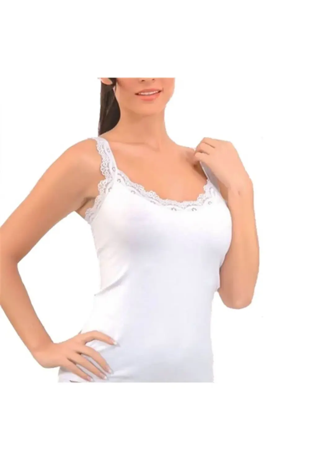 Kadın Beyaz Dantelli Modal Süprem Atlet