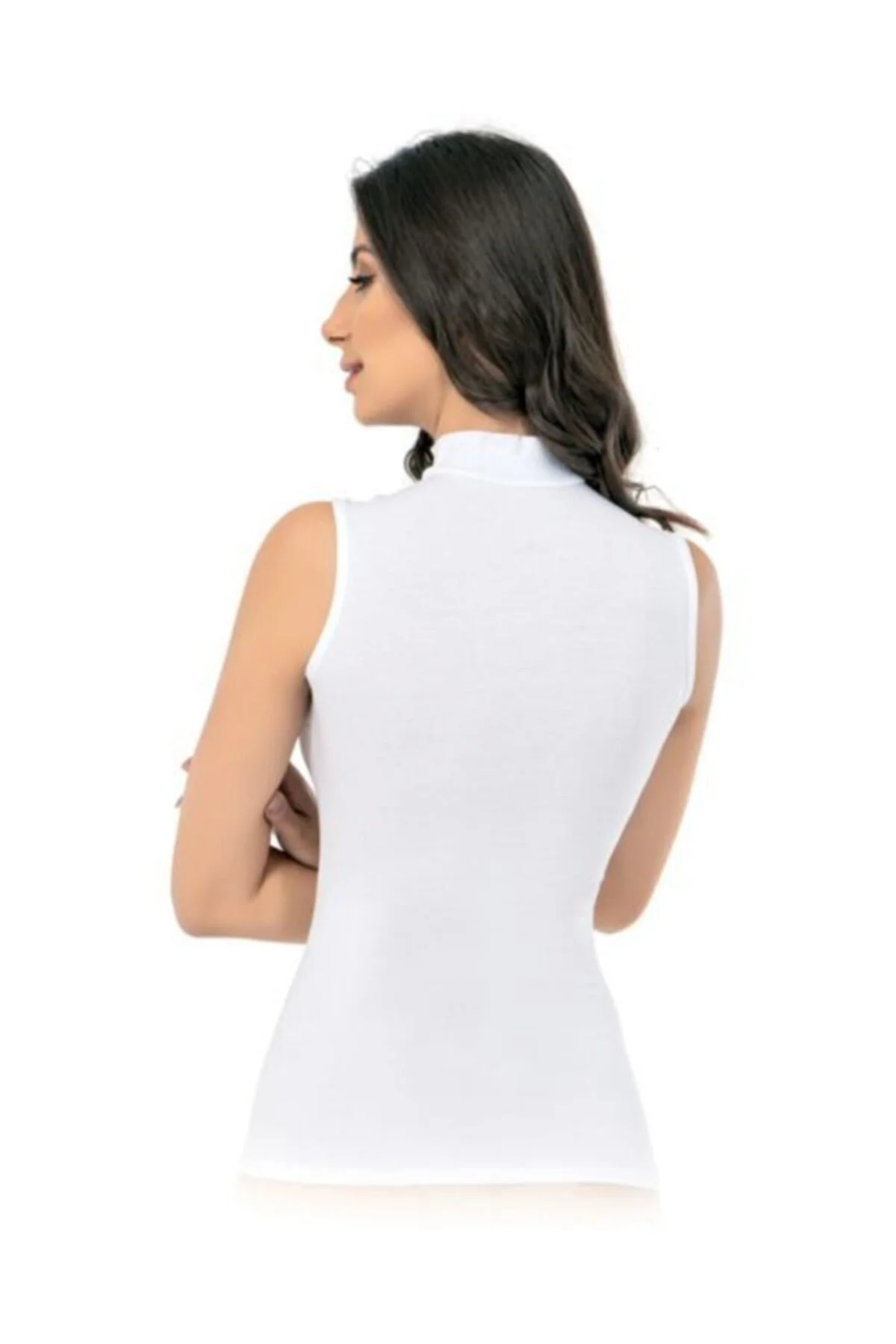 Kadın Beyaz Elite Lıfe Dikişsiz Boğazlı Body