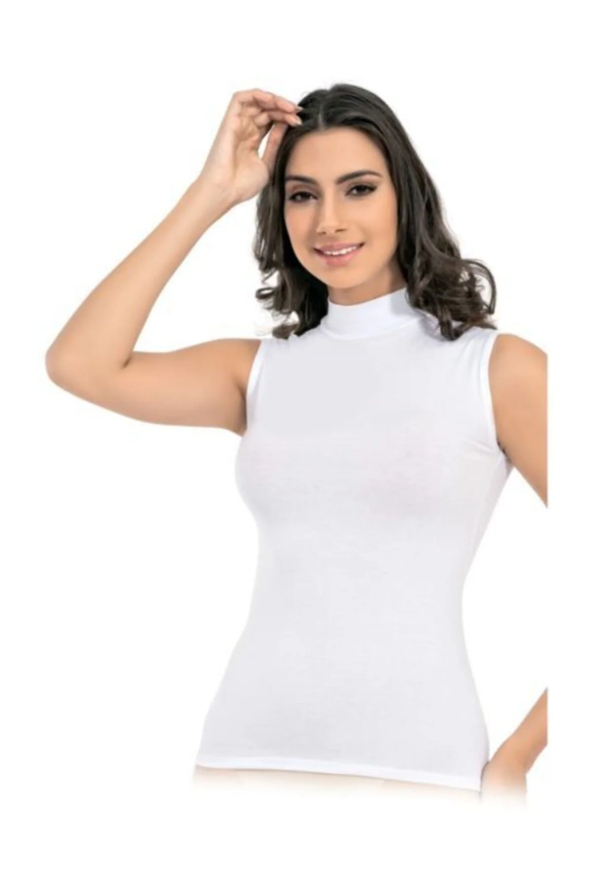 Kadın Beyaz Elite Lıfe Dikişsiz Boğazlı Body