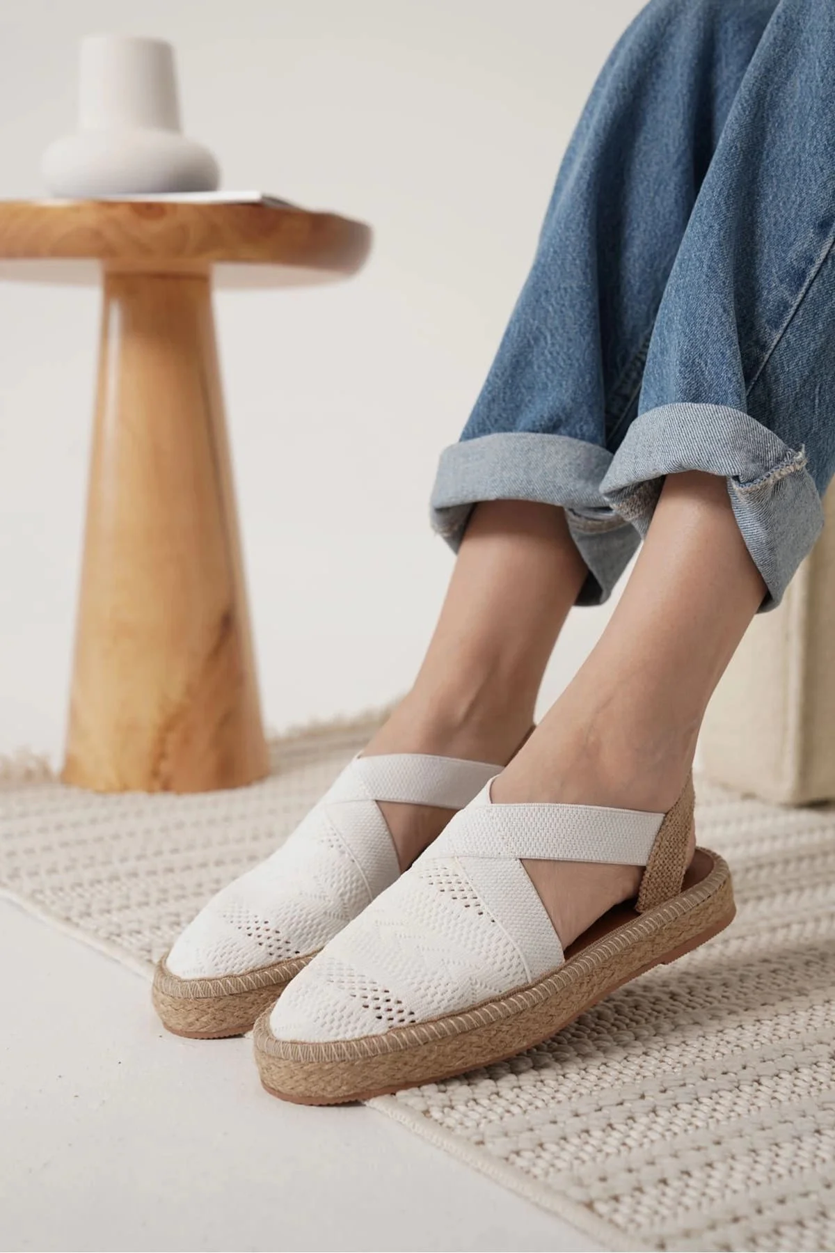 Kadın Beyaz Espadril Ayakkabı TR19MY01B