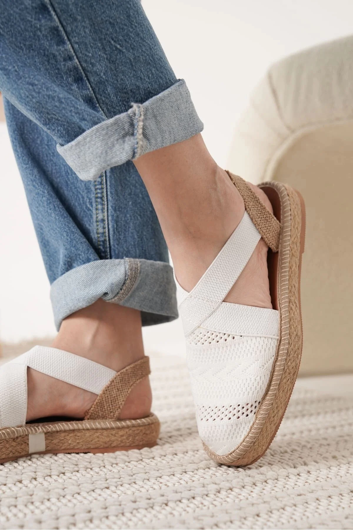 Kadın Beyaz Espadril Ayakkabı TR19MY01B