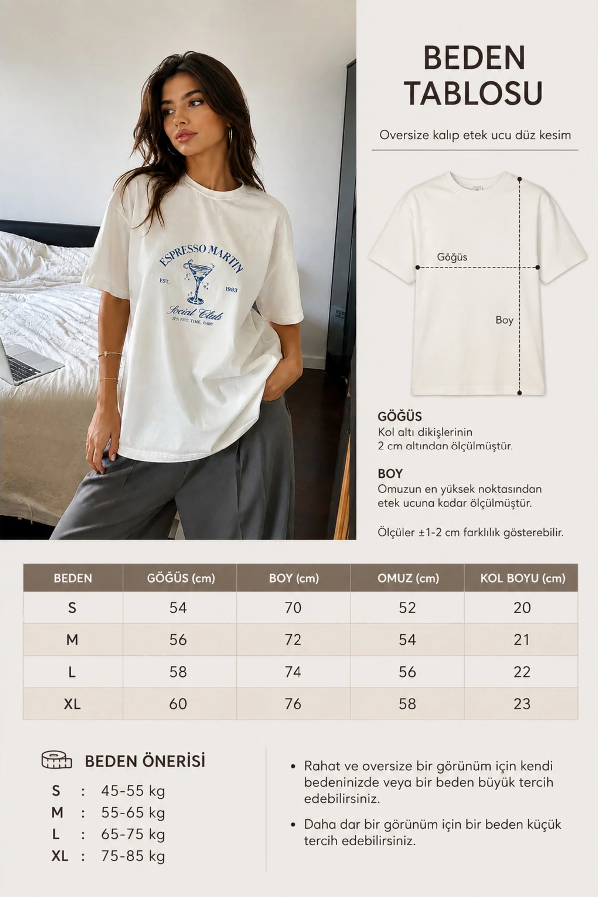 Kadın beyaz Espresso Martın baskılı T-shirt- Bisiklet yaka Fiyatı, Yorumları ve Özellikleri