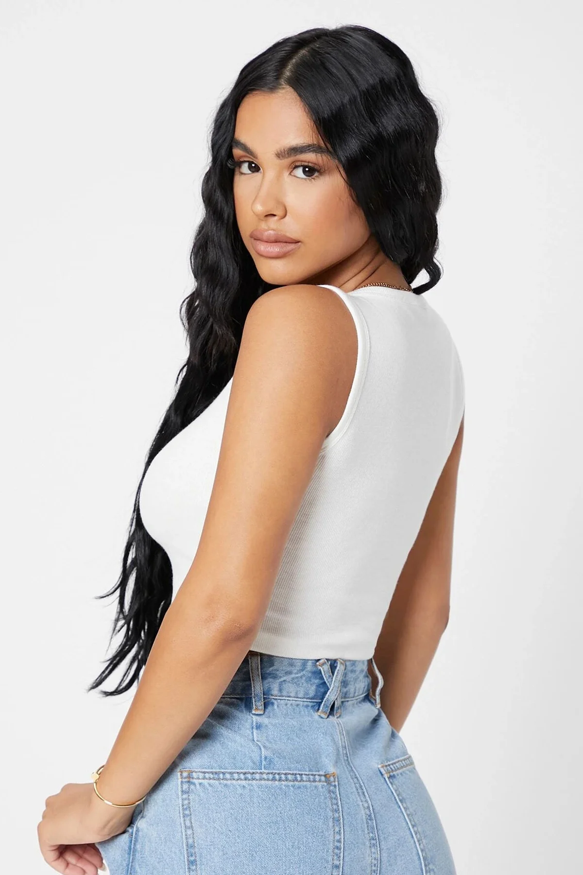 Kadın Beyaz Kare Yaka Crop Top Bluz Kadın Beyaz Kare Yaka Crop Top Bluz