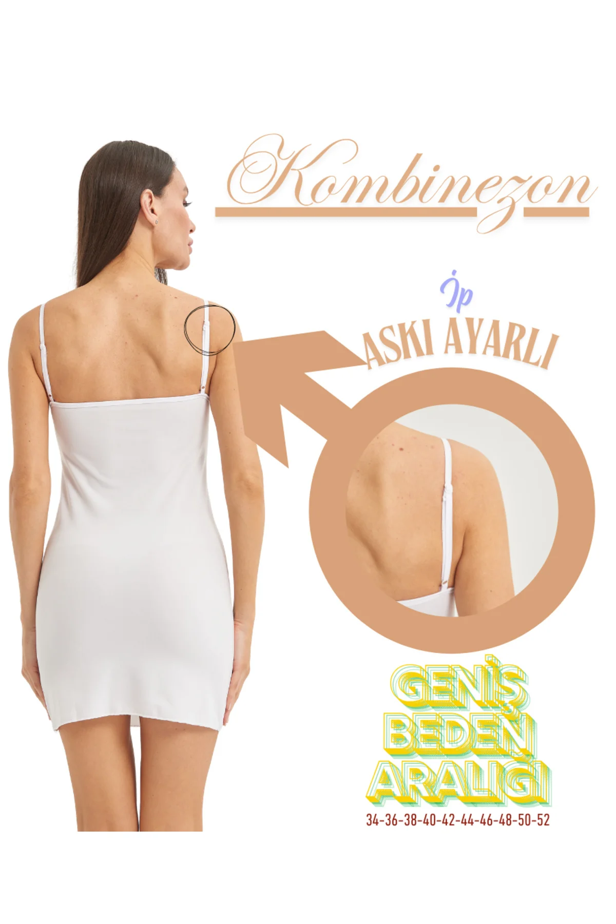 KADIN BEYAZ KOMBİNEZON - AYAR ASKILI, ZARAFETİ HİSSET