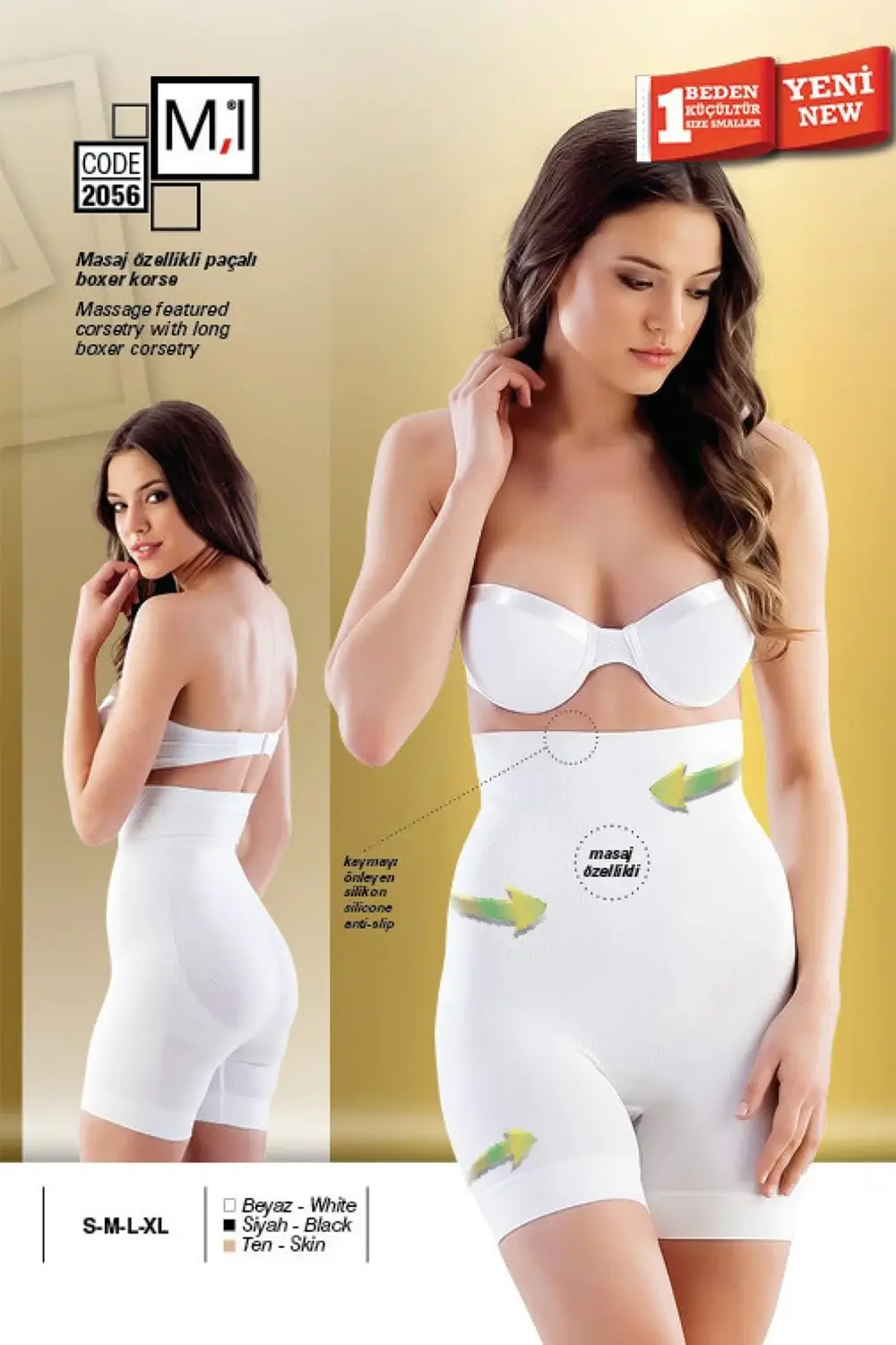 Kadın Beyaz Masaj Özellikli Dikişsiz Paçalı Boxer Lohusa Korse 20