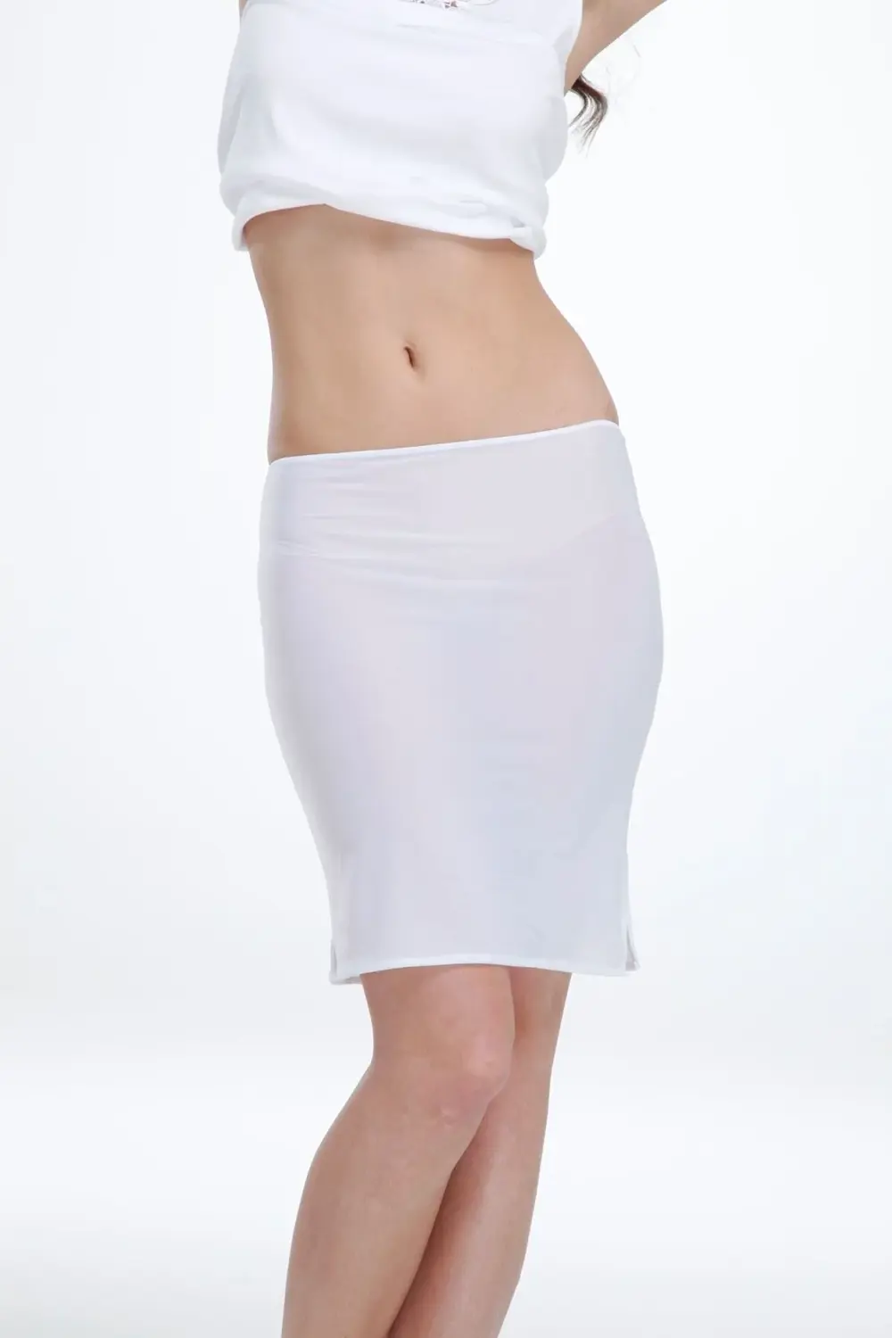 Kadın Beyaz Modal Dar Etek Astarı Jüpon 2'li 1056