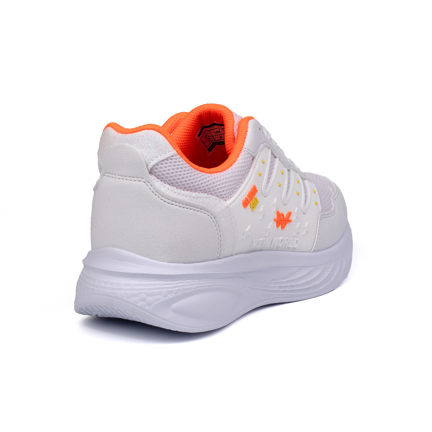 Kajila Kadın Beyaz Oranj Fileli Günlük Rahat Sneaker Spor Ayakkabı