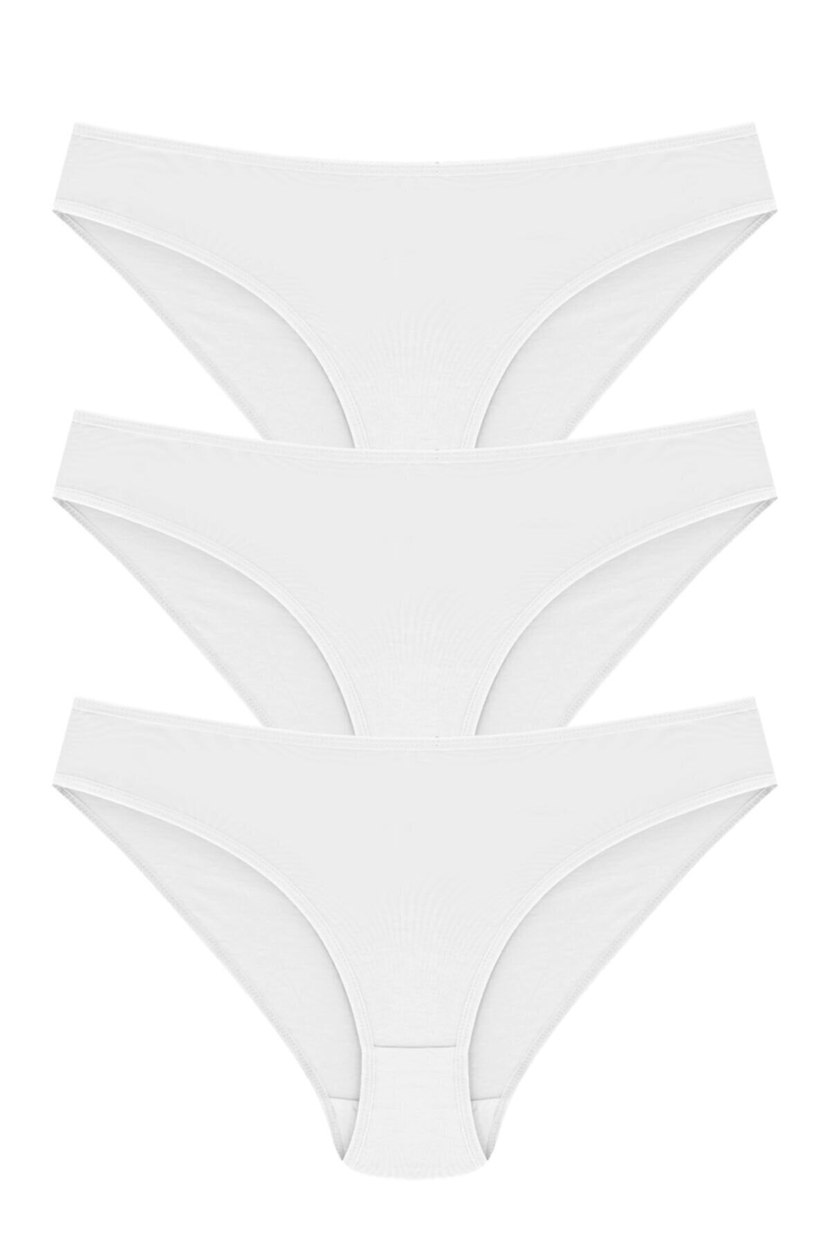 Kadın Beyaz Pamuk Bikini Model Külot 3'lü