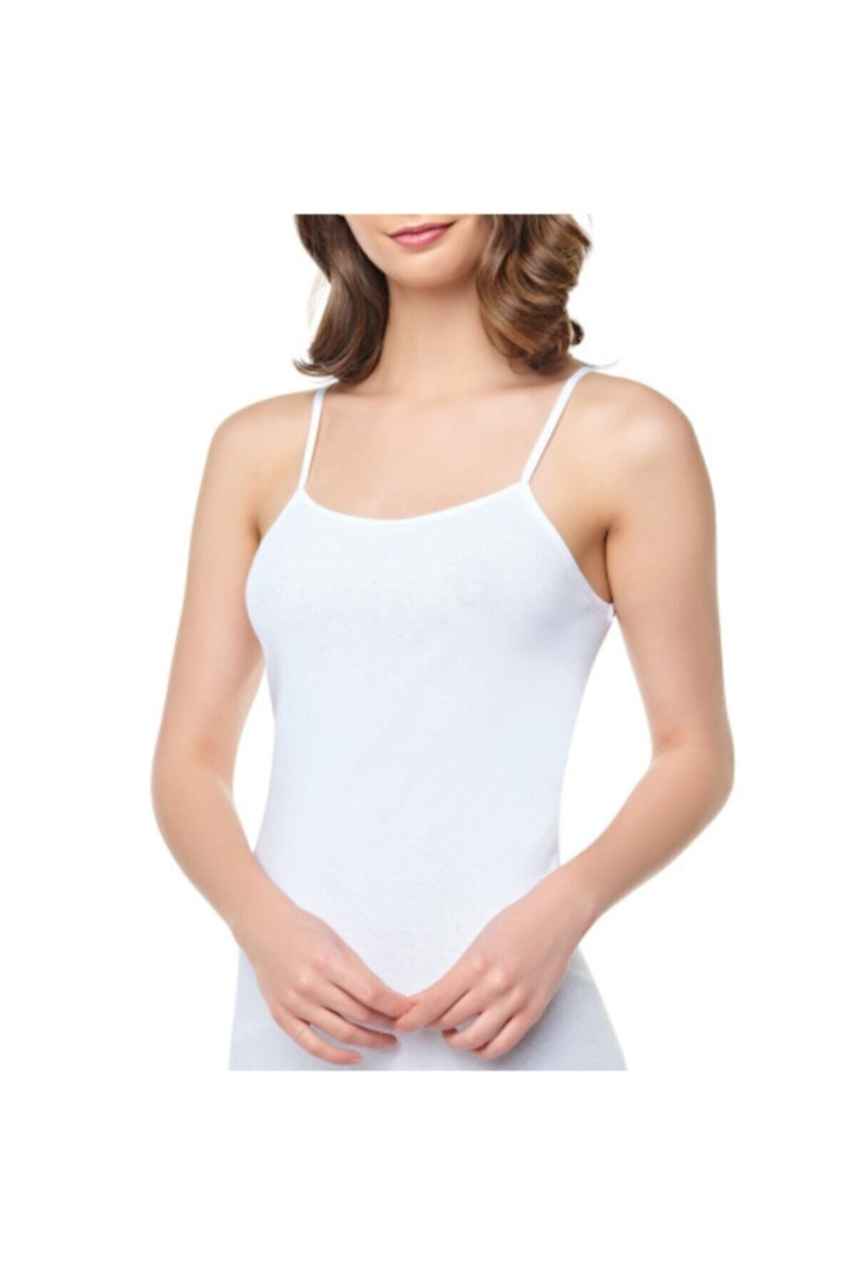 Kadın Beyaz Ribana Ip Askılı Atlet 3 Adet