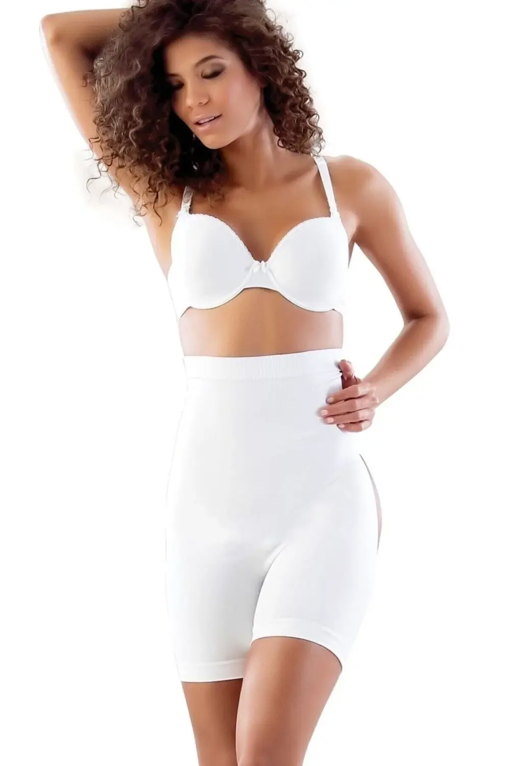 Kadın Beyaz Seamless Yüksek Bel Popo Açık Paçalı Korse 2063