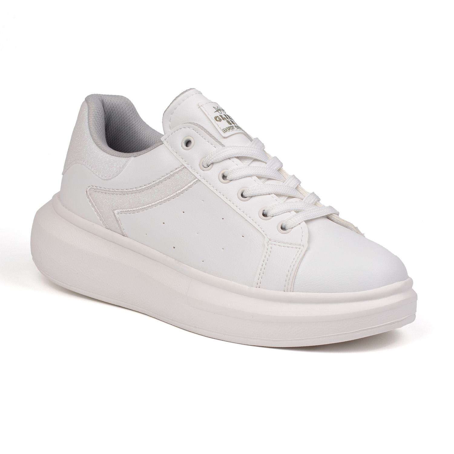 Kadın Beyaz Simli Rahat Günlük Sneaker Spor Ayakkabı Kadın Beyaz Simli Rahat Günlük Sneaker Spor Ayakkabı