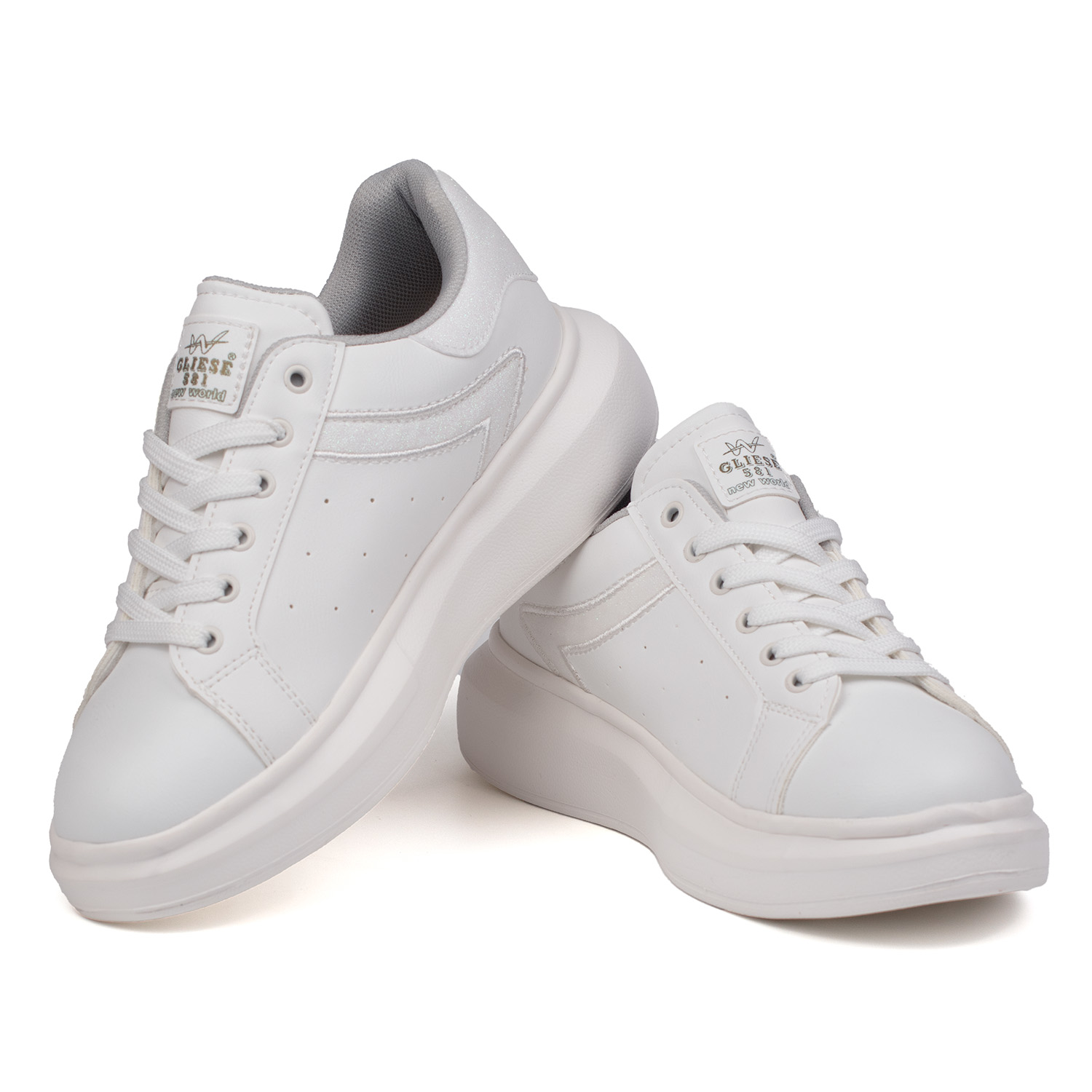 Kadın Beyaz Simli Rahat Günlük Sneaker Spor Ayakkabı Kadın Beyaz Simli Rahat Günlük Sneaker Spor Ayakkabı