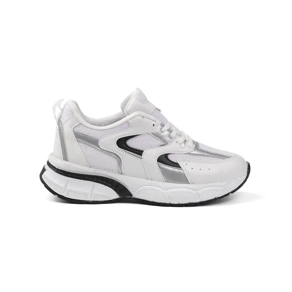 Kadın Beyaz Siyah Sneaker Günlük Ortopedik Spor Ayakkabı
