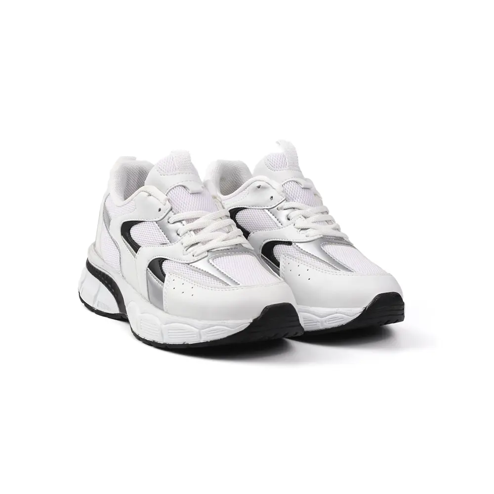 Kadın Beyaz Siyah Sneaker Günlük Ortopedik Spor Ayakkabı