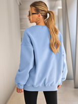 Kadın Bisiklet Yaka Basic Oversize Sweatshirt BEBE MAVİ
