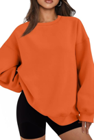 Kadın Bisiklet Yaka Basic Oversize Sweatshirt ORANJ