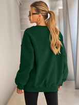 Kadın Bisiklet Yaka Basic Oversize Sweatshirt KOYU YEŞİL