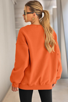 Kadın Bisiklet Yaka Basic Oversize Sweatshirt ORANJ