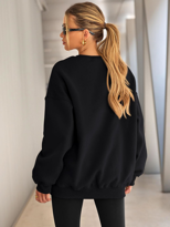 Kadın Bisiklet Yaka Basic Oversize Sweatshirt SİYAH