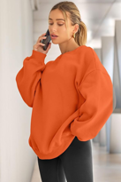 Kadın Bisiklet Yaka Basic Oversize Sweatshirt ORANJ