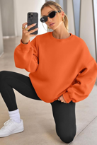 Kadın Bisiklet Yaka Basic Oversize Sweatshirt ORANJ