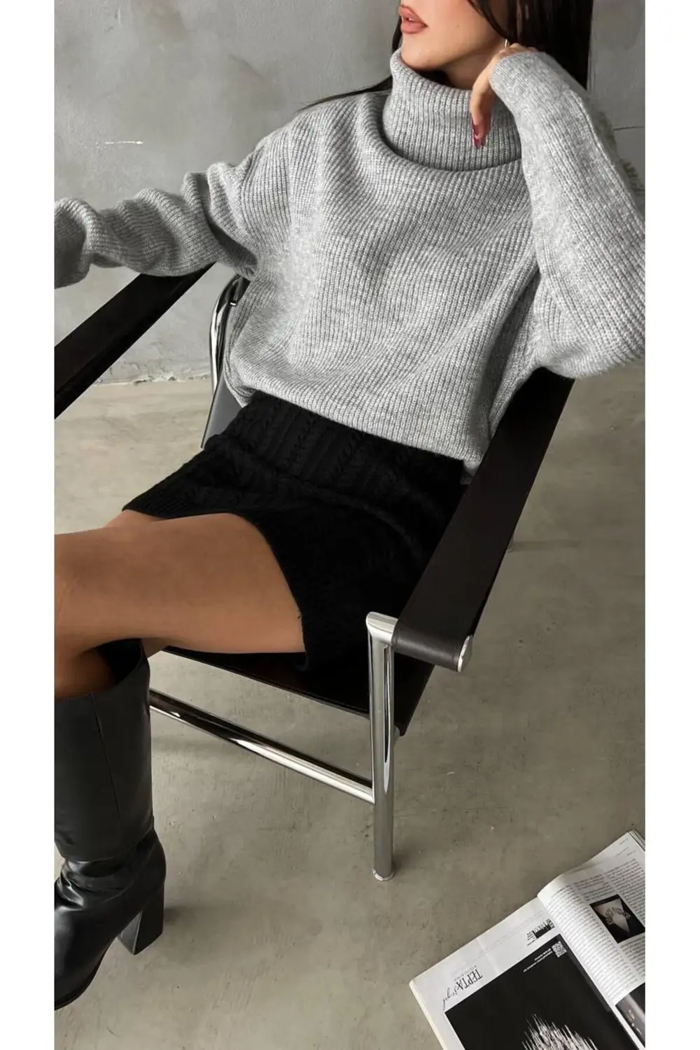 KADIN BOĞAZLI OVERSİZE TRİKO KAZAK