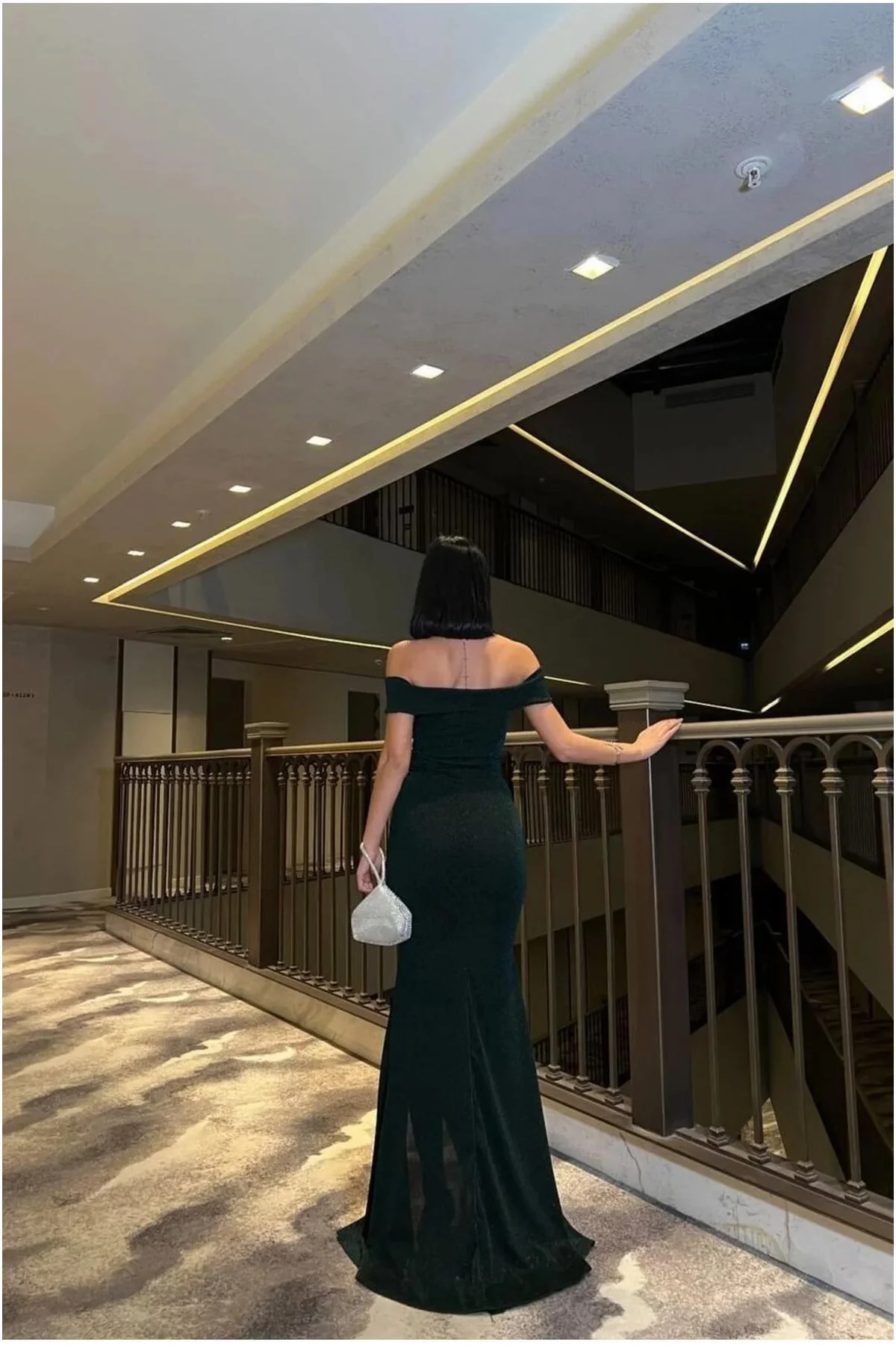 Kadın Bohem Kayık Yaka Balık Kesim Abiye Elbise