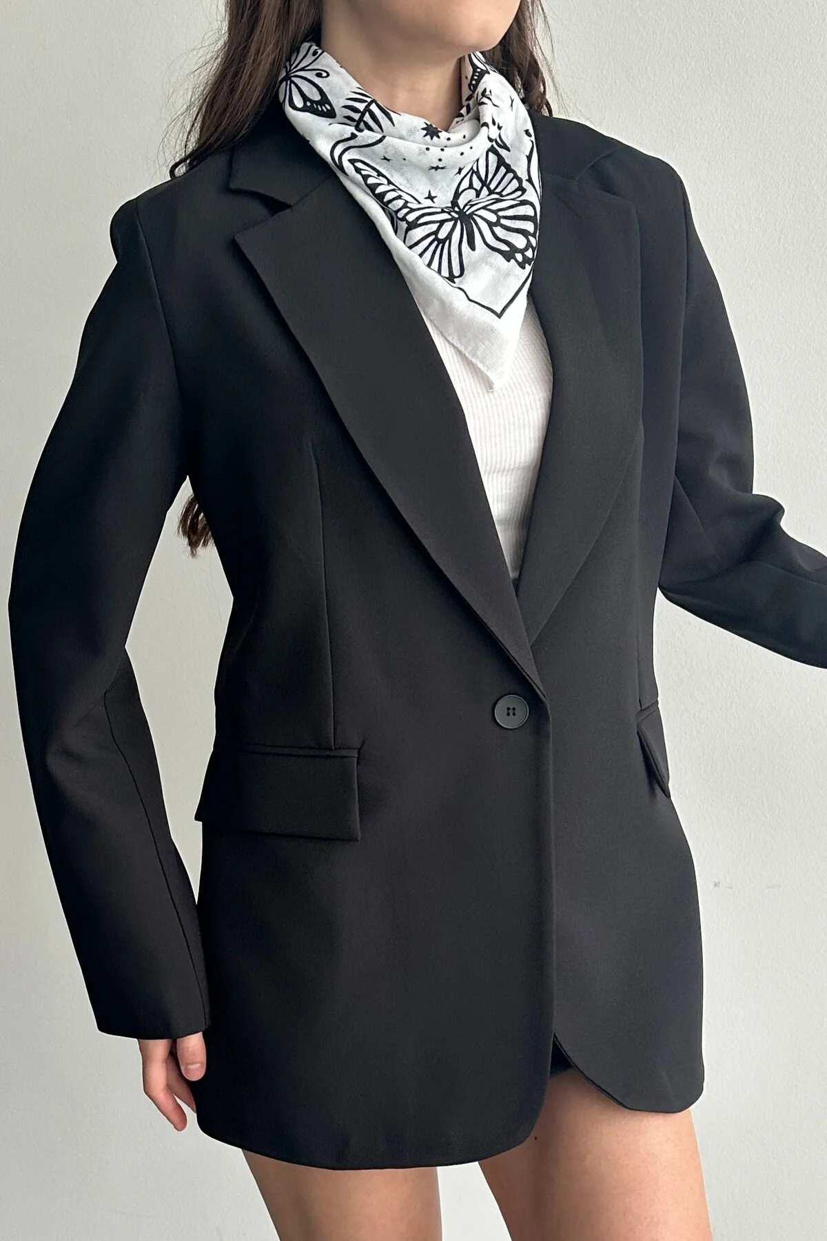 Kadın Bordo Düğmeli Oversize Blazer Ceket