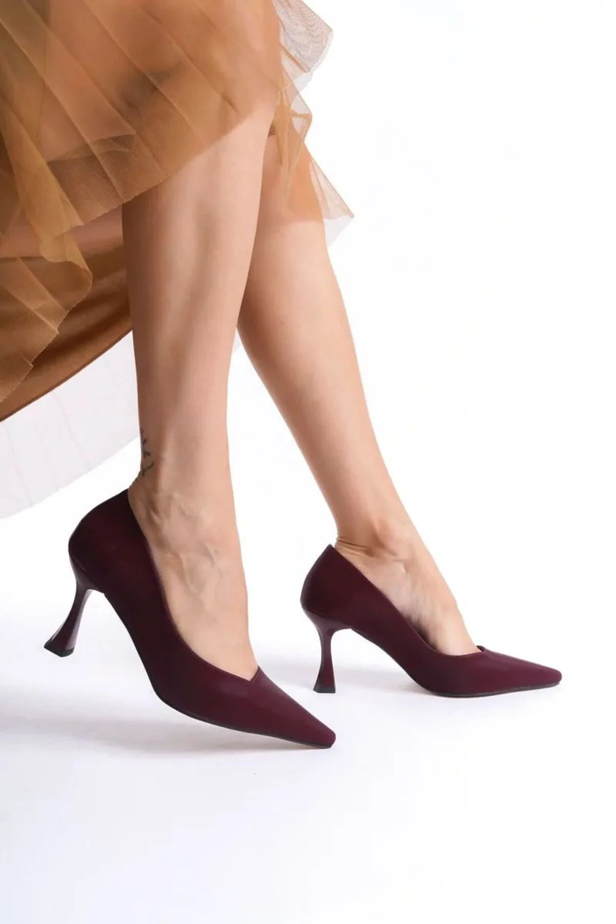 Kadın Bordo Saten Stiletto TR08MS27F