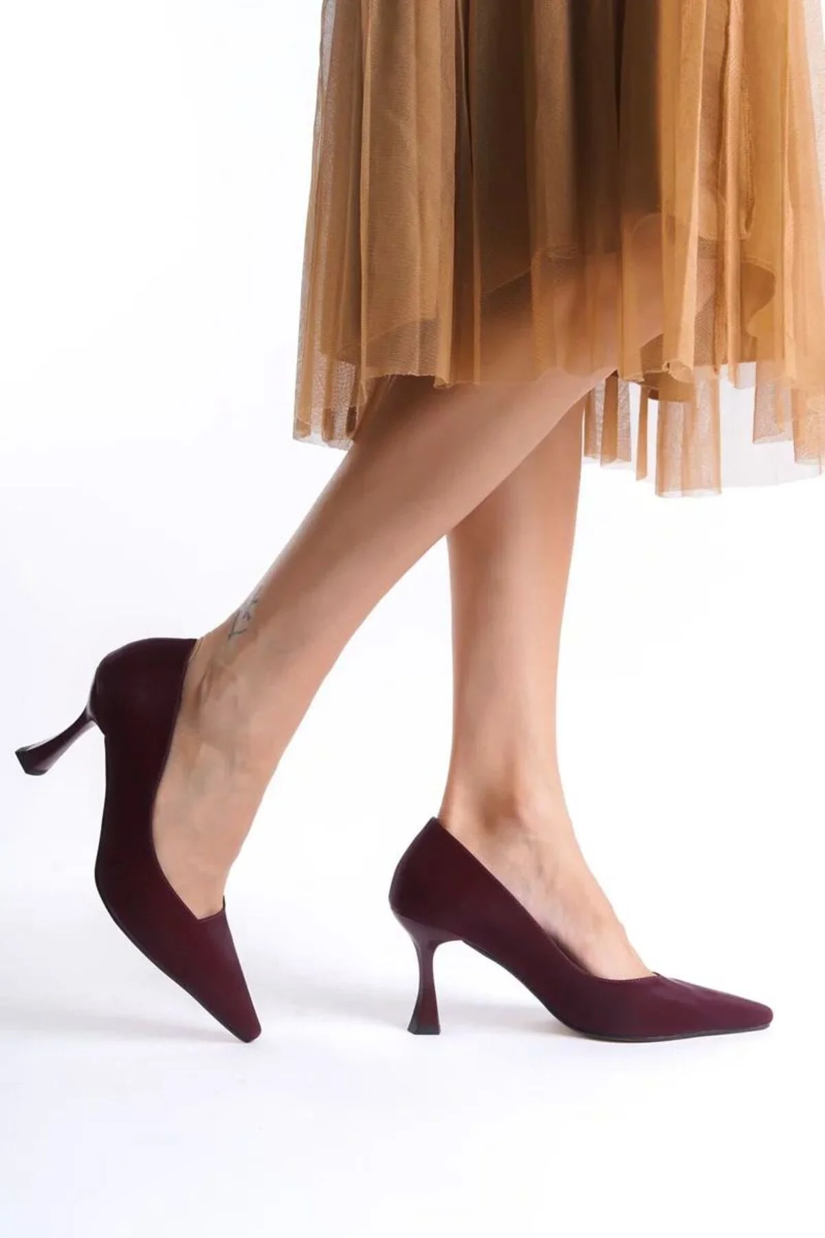 Kadın Bordo Saten Stiletto TR08MS27F