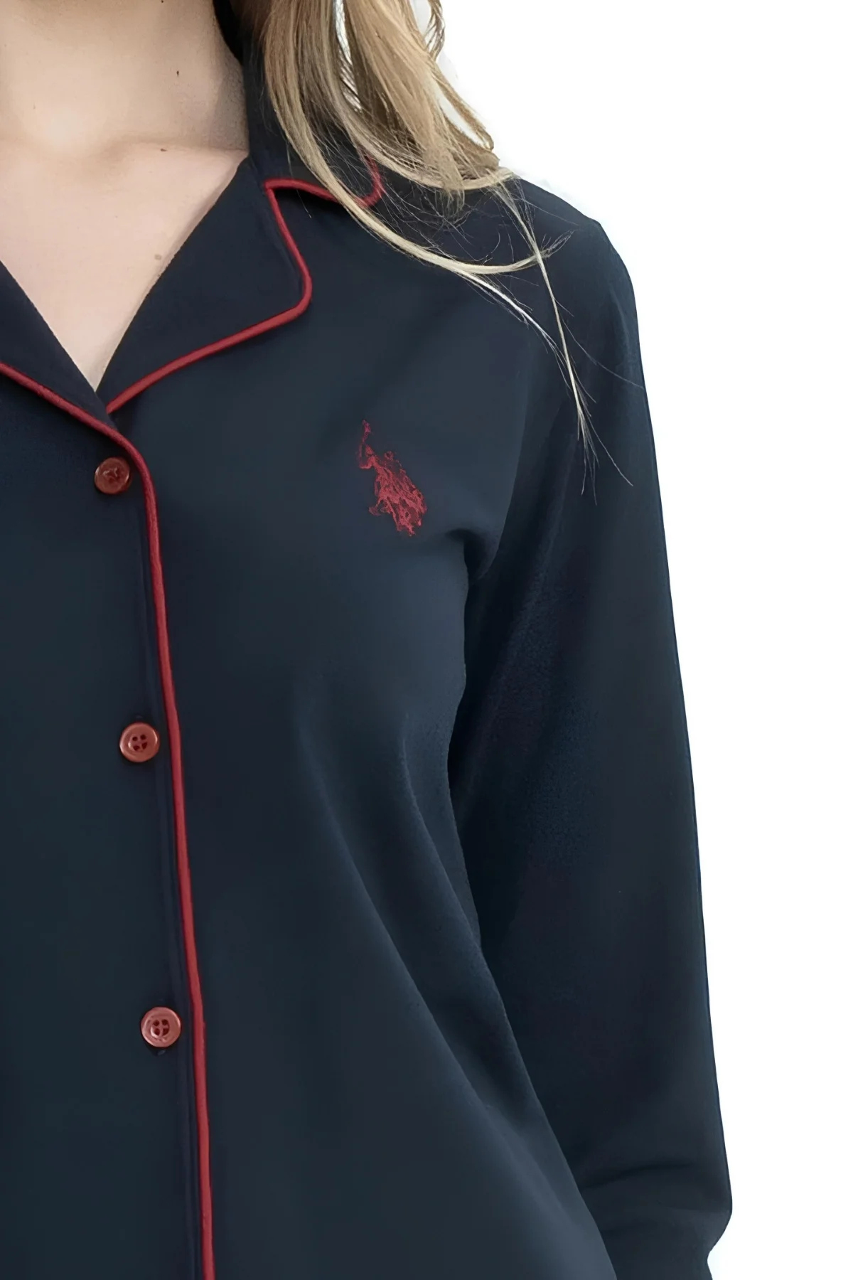 Kadın Boydan Patlı Modal Pamuklu Lacivert Kutulu Pijama Takımı