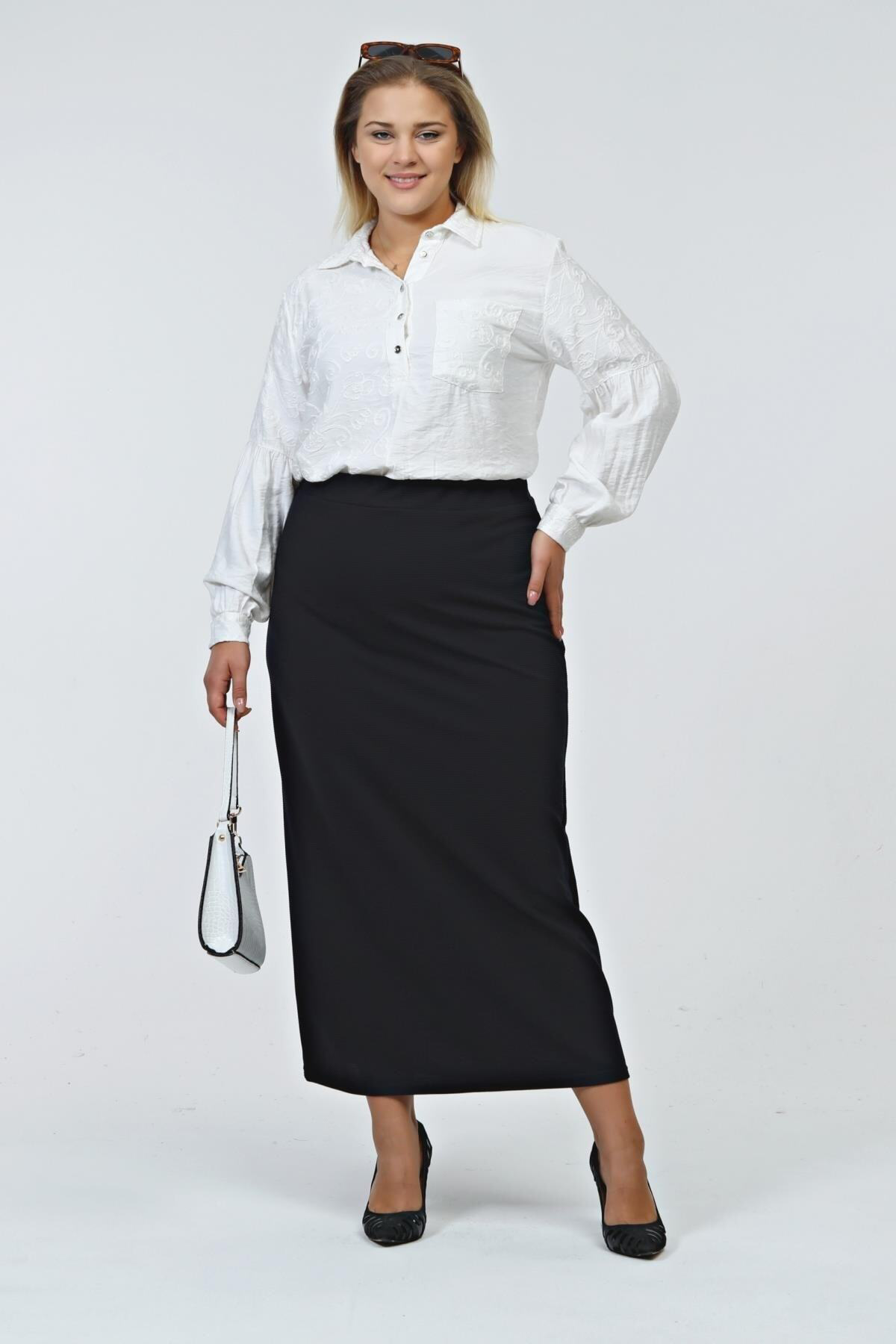 Kadin Buyuk Beden Ottoman Çelik Astarlı Mevsimlik Kalem Etek Örme