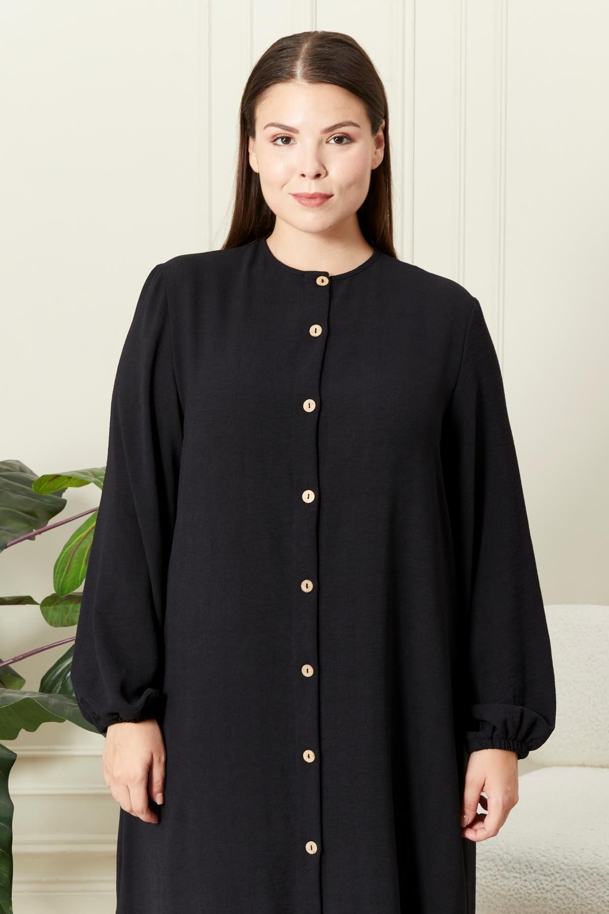 Ferace Kadın Büyük Beden Keten Ayrobin 2'Li Takım