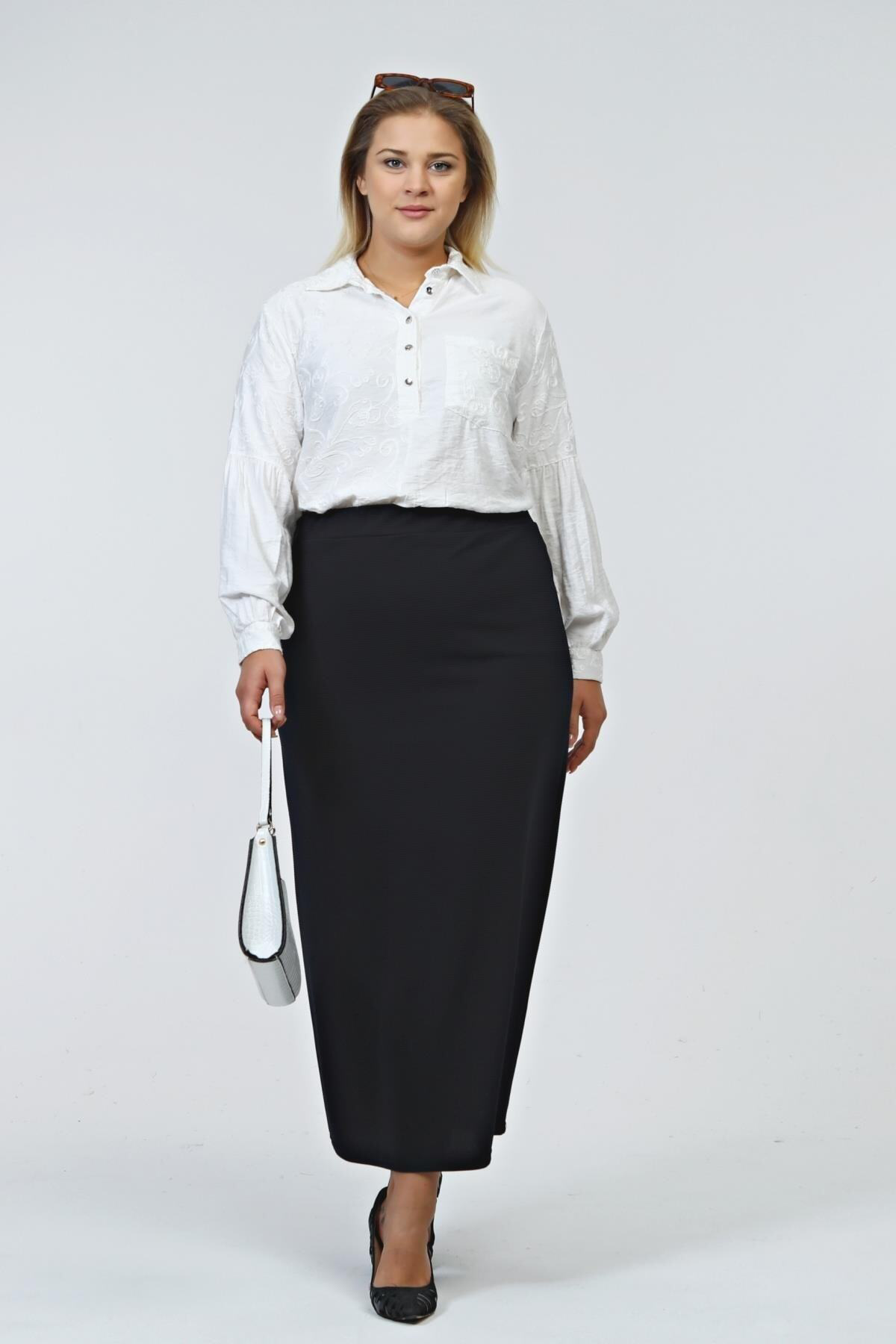 Kadin Buyuk Beden Ottoman Çelik Astarlı Mevsimlik Kalem Etek Örme