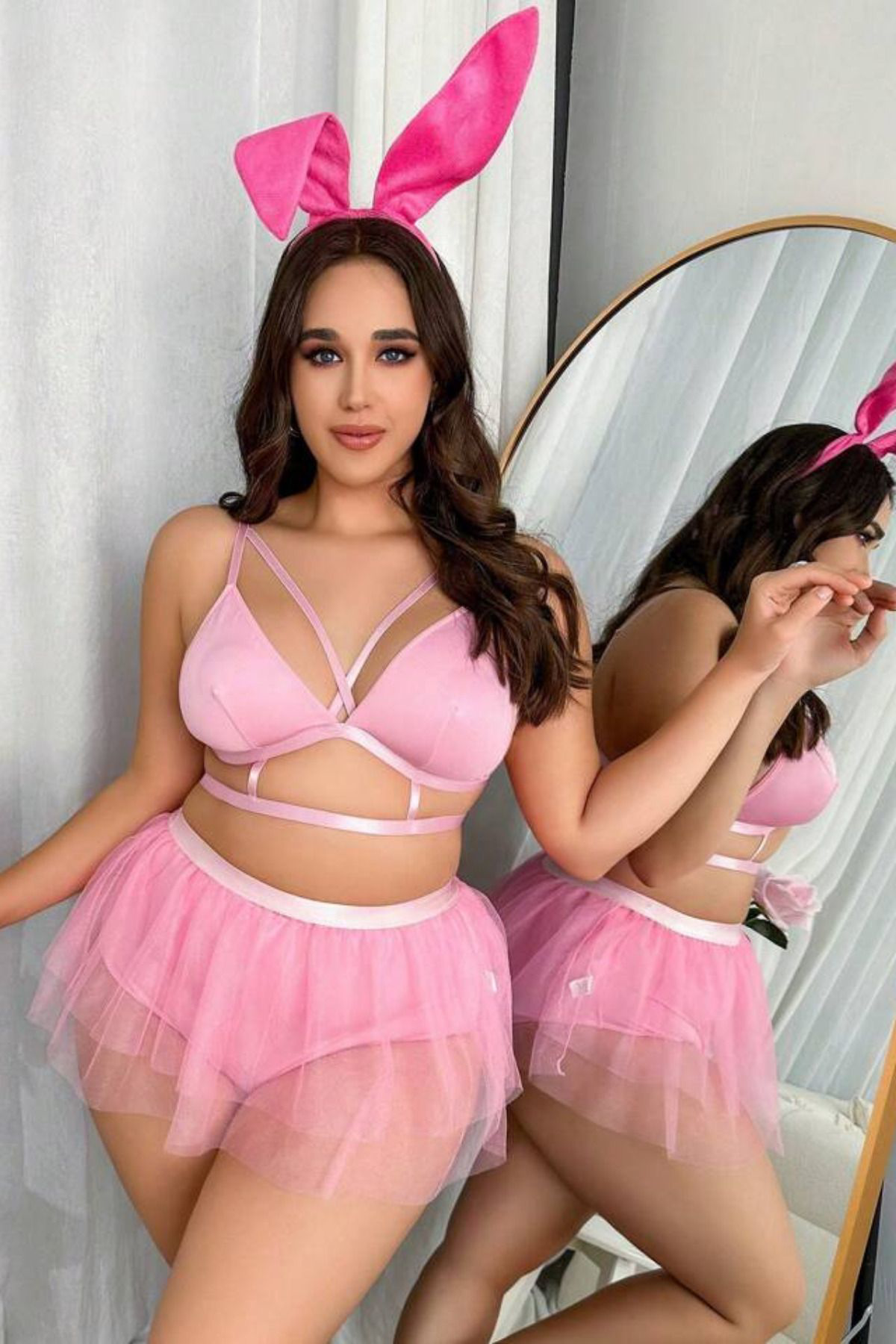 Kadın Büyük Beden Pembe Fırfırlı Etekli Büstiyerli Seksi Prenses Fantezi Kostüm Kadın Büyük Beden Pembe Fırfırlı Etekli Büstiyerli Seksi Prenses Fantezi Kostüm