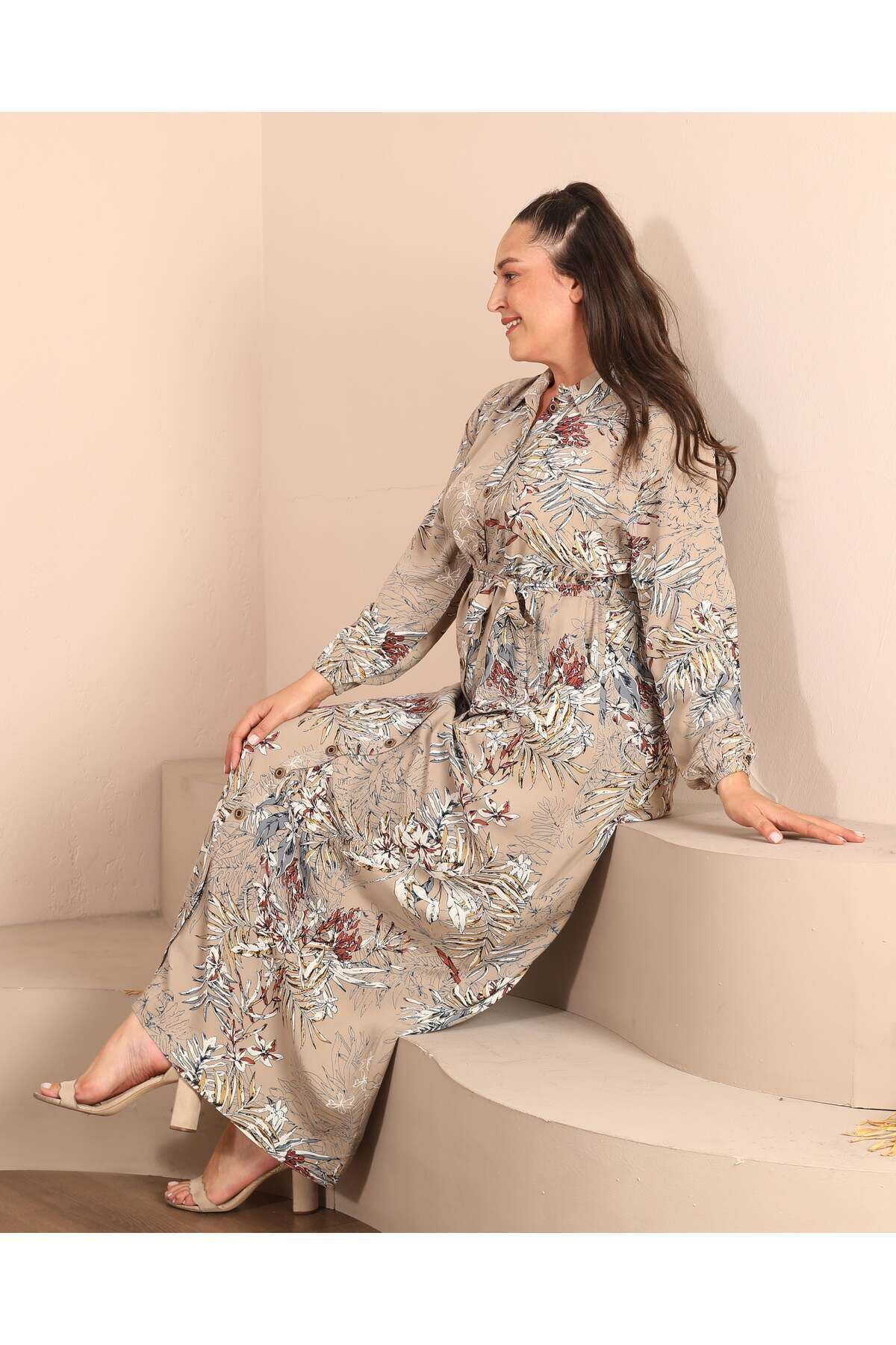 Ferace Kadin Buyuk Beden Yazlik Elbise Plus Tesettur Giyim Uzun Elbise