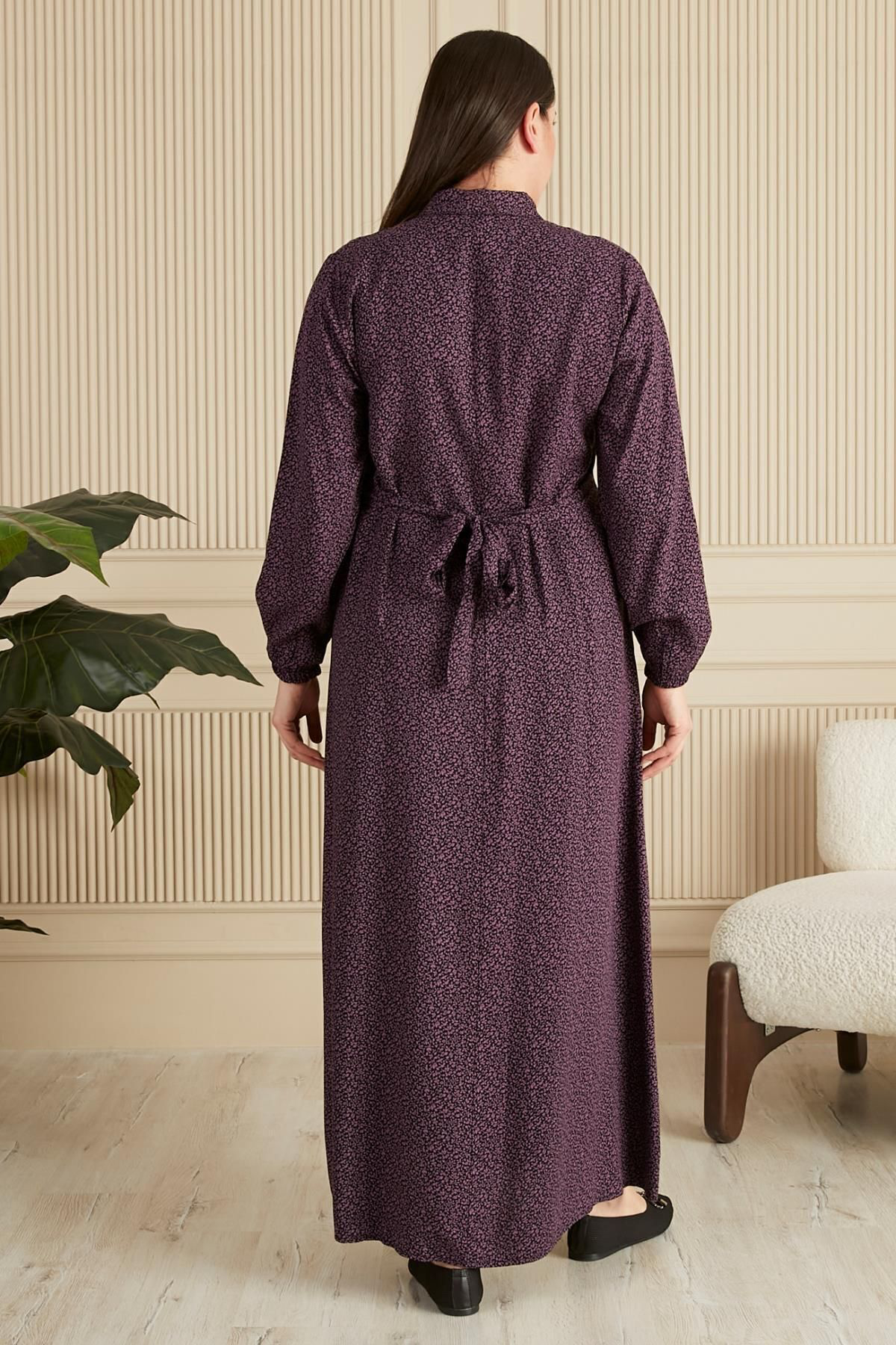 Kadin Buyuk Beden Çıtır Desen Yazlik Tesettur Elbise